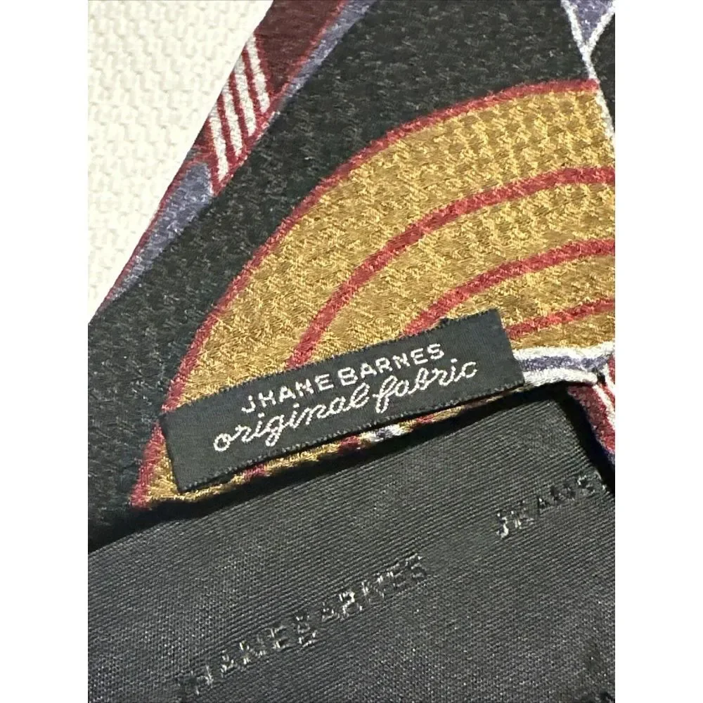 Jhane Barnes Men tie multicolor 100% silk made in Japan Abstract Retro 90s Style